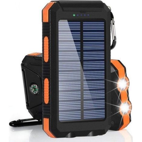 Power Bank Solaire 20000 mAh - Chargeur Portable pour Téléphone - Étanche avec Lampe Torche LED et Boussole - Pour Randonnée Camping Extérieur - 1 Pièce (1/5)