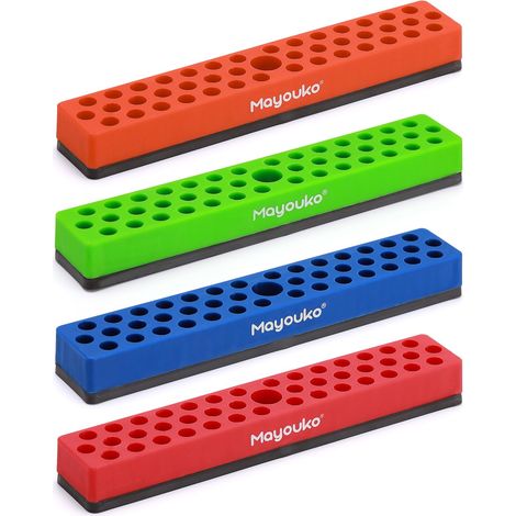 Lot de 4 porte-embouts hexagonaux magnétiques de 6,35 mm, 172 trous, porte-forets de 6,35 mm, porte-embouts magnétiques avec base magnétique pour embouts de tournevis (1/5)