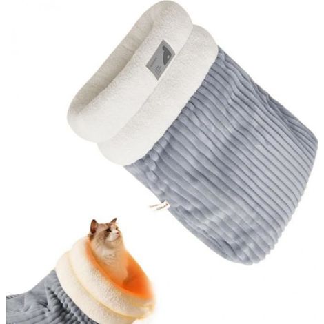 Cat Bed Cave Sleeping Bag,Small Pet Sleeping Bag,Semi-Enclosed Pet Hideaway,Sleeping Cuddle Cave,Three-Layer Pet Bed for Pet-Gris (1/4)