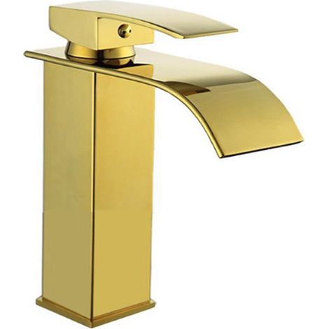Rubinetto da bagno a cascata a canna bassa per lavabo bidet miscelatore moderno per lavandino oro (1/3)