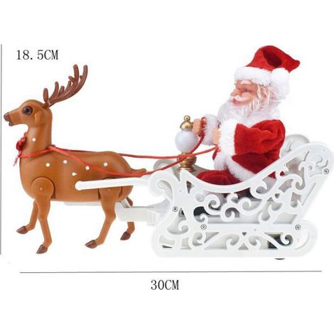 Décor de Noël Électrique Père Noël et Rennes avec Musique et Traîneau Jouet pour Enfants (1/3)
