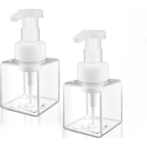 Flacons pompe à mousse - Lot de 2 - Format voyage - Distributeur de savon mousse - Plastique transparent - Rechargeable - (1/5)