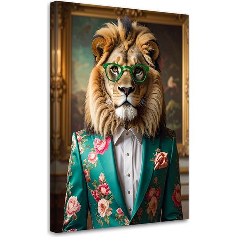 Toile Imprimée, Lion en costume coloré glamour,20x30 (1/4)