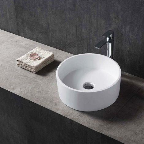 Exagonshop Lavabo 40 cm da appoggio Torino solid surface bianco