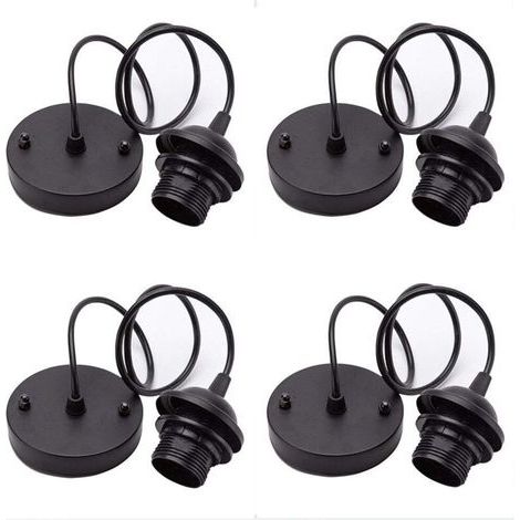 4 pièces Kit de Lustre VintagePorte Lampe Edison Vintage Avec Câble de 100mm Pour Suspension Ampoule,E27 (Noir) (1/5)