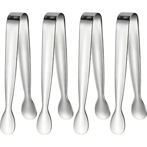 4 Pièces Pince a Sucre Pince a Glacon Acier Inoxydable Multifonctions 11cm Pince Bonbon en Forme de U Mini Pinces Alimentaires pour Sucre Biscuit Glace Café Buffet Bar Cuisine Fête(Argent) (1/5)