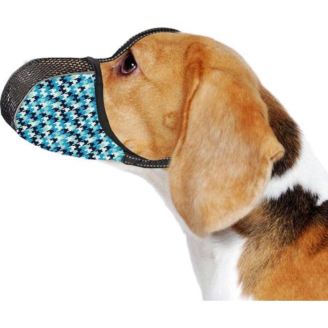 Muselière pour chien, taille moyenne, anti-aboiement, en maille aérienne, réfléchissante, réglable, pour toilettage, escalopes, bleue, taille M (1/5)