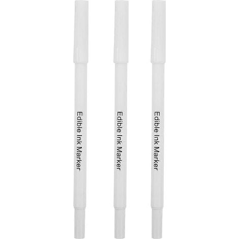 Lot de 3 stylos à encre alimentaire, marqueurs pour gâteaux et pâtisserie-19.00X0.50X0.50CM-White