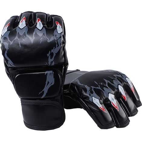 1 paire de gants de boxe demi-doigts, gants de kickboxing, gants de sparring pour hommes, femmes et adultes