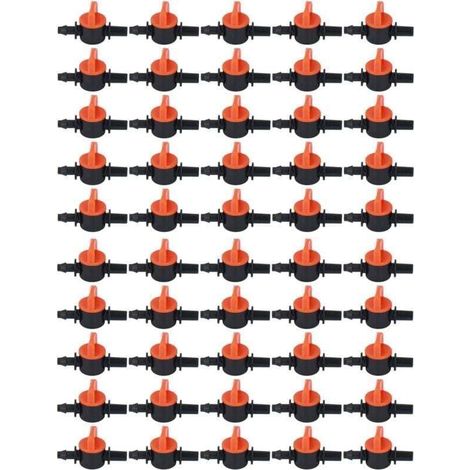 50 Pièces Vanne D'irrigation Goutte à Goutte 4/7mm Diamètre Extérieur 6mm/0.2in Vanne de Commutation D'irrigation Goutte à Goutte pour Système D'irrigation A (1/4)