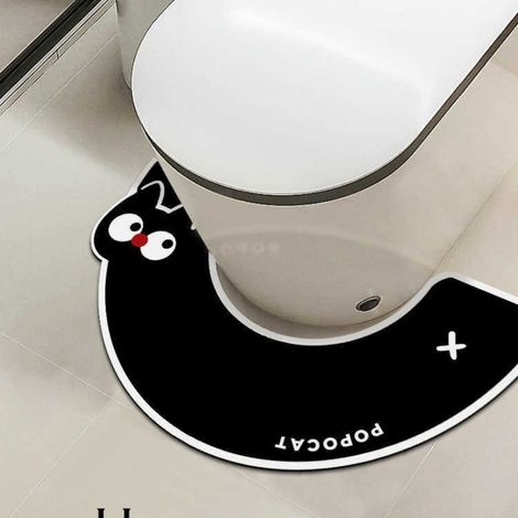Tapis de Salle de Bain Antidérapant Caoutchouc Motif Animé Facile Nettoyer Noir Résistant (1/4)
