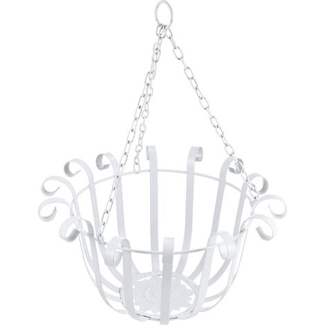 Paniers à fleurs suspendus avec chaîne, support à fleurs suspendu en métal, paniers suspendus en fer, support mural pour plantes d'intérieur et d'extérieur