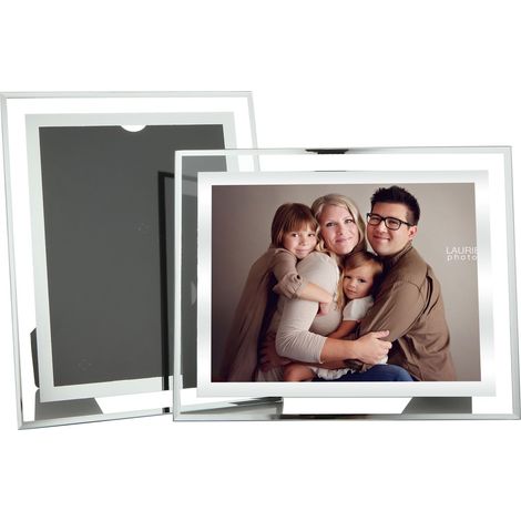 Cadres photo en verre 8 x 10 pour photos de mariage, photos de famille et décoration de maison, autoportants et muraux, 2 pièces, affichage portrait ou paysage, argenté (1/5)