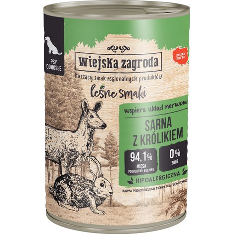 Wiejska Zagroda Sabores del Bosque Adulto Comida húmeda para perros 400 g - Corzo con conejo 400 g