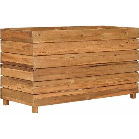 Jardinière,Lit surélevé 100x40x55 cm bois de teck recyclé et acier CFW95430 (1/5)