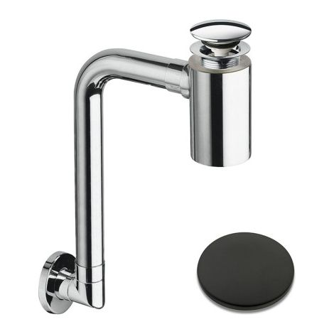 Siphon gain de place bonde u&d avec trop plein black mat - CRISTINA ONDYNA BUS33313