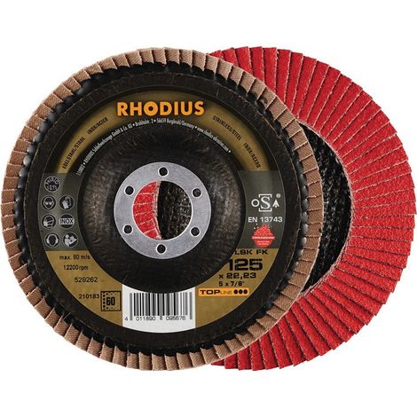 Disco flap Rhodius lsk fk 115 mm cerámico acero inoxidable (1/4)