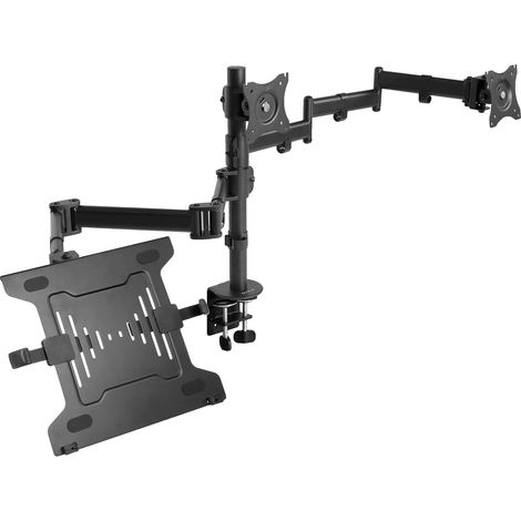 Support Double écran + Support pour Ordinateur Portable de 13 à 27" et Ordinateurs Portables de 10 à 15,6", Triple écran, Bras articulés, Noir, STAND-V013L (1/5)