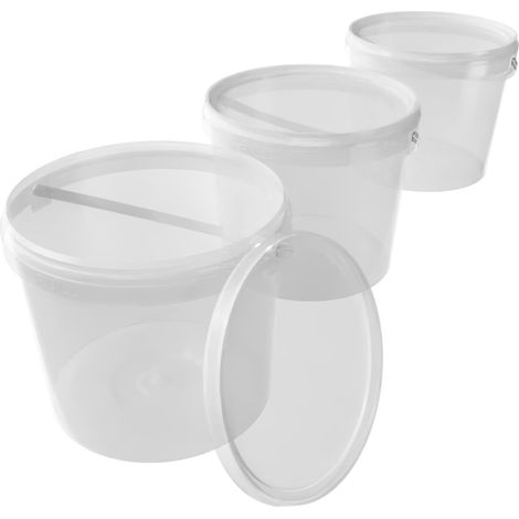 3x Seau avec couvercle 5l Transparent Seau rond en plastique alimentaire, étanche à l'air et stable (1/5)