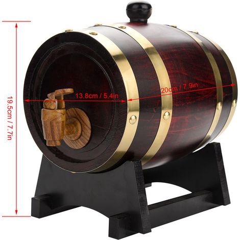 Tonneau en Chêne Rustique pour Vin, Bière, Whisky, Rhum et Porto 1,5 Litres (1/5)
