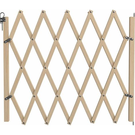 Barriere Animaux - Bois - Extensible 60-110 x 83 cm - Pour Intérieur Extérieur - 1 Pièce (1/2)