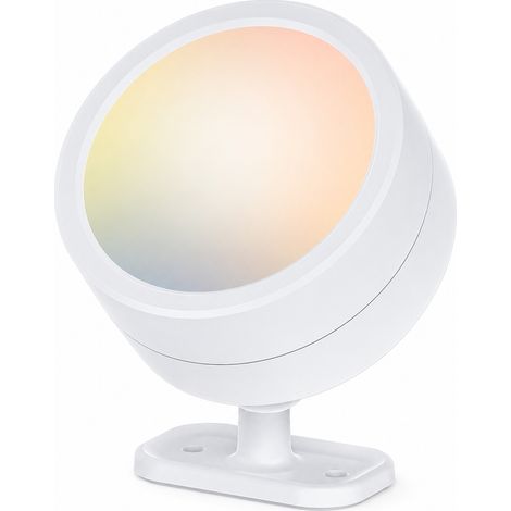 Veilleuse LED RGB Rechargeable Rotative Blanche avec Télécommande, Lampe de Chevet et Murale, Batterie 2000 mAh (1/5)