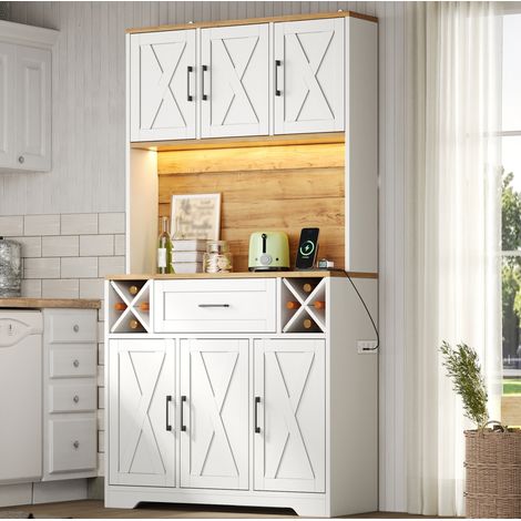 Armadio da cucina alto con contenimento, portabottiglie e luce LED, 105 x 40 x 180 cm, MDF (1/5)