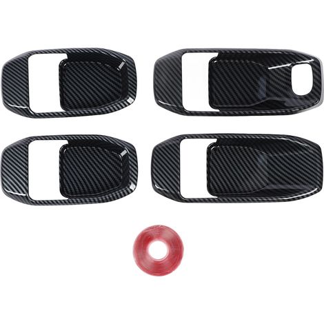 4 garnitures bol poignée porte intérieure – Protecteur panneau sticker remplacement JL JLU 2018-2025 noir carbone (1/5)