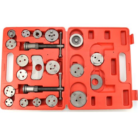 Kit de Réparation pour Repousse Piston, Set d'Outils pour Étrier de Frein, avec une Mallette Rouge, 21 Pièces, Matériau: Acier C45 (1/5)