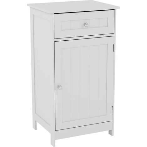 Priano 1 Drawer 1 Door Freestanding Cabinet Bathroom Storage Cupboard, White (1/5)