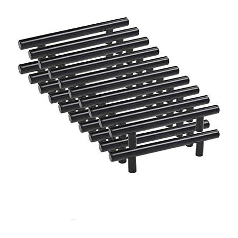 Maniglia per porta dell'armadio da cucina nera con barra a T in acciaio inossidabile da 20 pezzi da 96 mm con viti