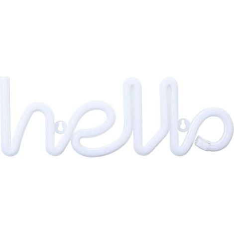Enseigne lumineuse LED violette « Bonjour », lettres décoratives murales pour mariage et fête, alimentation par batterie USB (1/5)