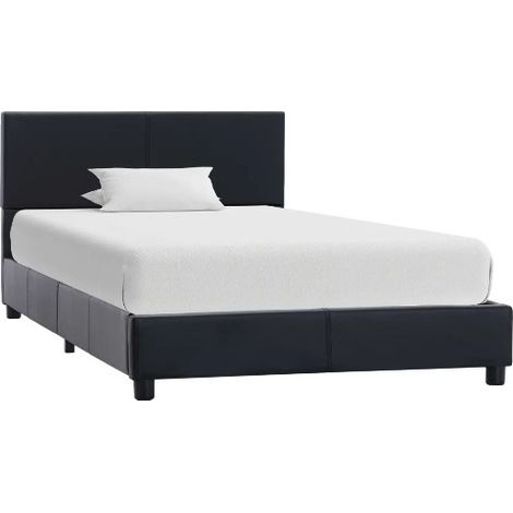 Lit 1 place simili cuir noir Nyam 90x200 cm (1/5)