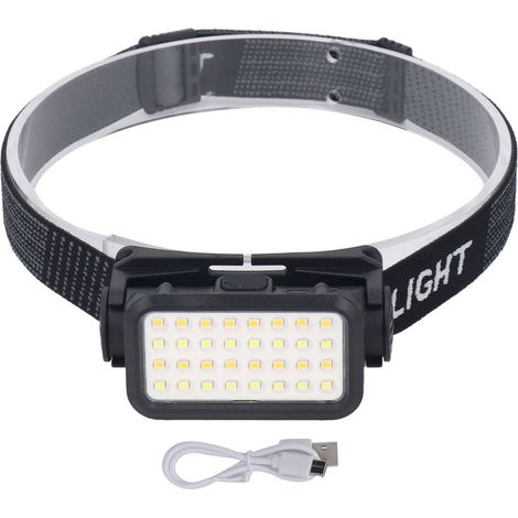 Lampe frontale LED rechargeable USB, 5 modes, haute luminosité, étanche IPX4 pour vélo et pêche (1/5)