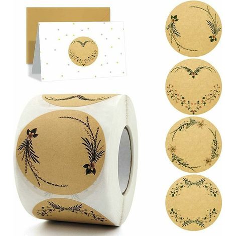 Marmeladenetiketten, runde Selbstklebeetiketten, handgemachte Aufkleber, Kraftpapieraufkleber, leicht zu beschriften und abzureißen, Geschenk, DIY (1 Rolle, 500 Blatt-B) (1/5)