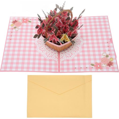 Cartes de vœux rose rose, gravure exquise, écologiques, 3D, pour la Saint-Valentin (1/5)