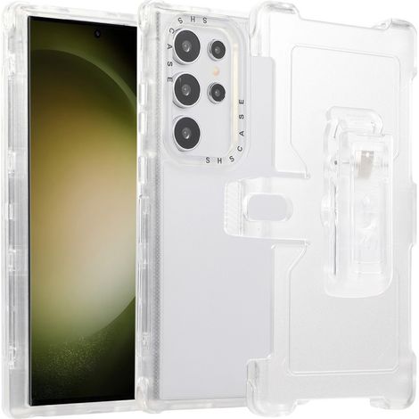 Coque de protection pour Samsung Galaxy S24 Ultra, avec clip ceinture, transparente (1/5)