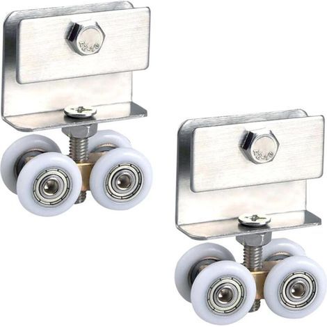 Roulette Porte Coulissante Douche Galets - Roues Accessoires Roulement MéTalliques Roue Suspendue Poulie Pour Coulissantes, En Verre Salle Douche, Appareil à Rail Ferrure, 2 Pièces (1/4)