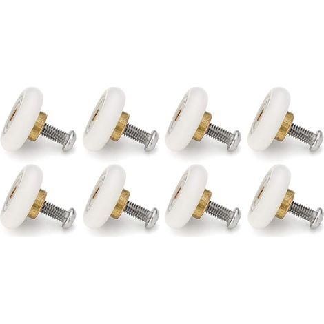 Lot de 4 roulettes doubles pour porte de douche, roues poulies de 20 mm de diamètre, pièces de rechange haut et bas pour salle de bain (23 mm-8 pièces-modèle B) (1/5)