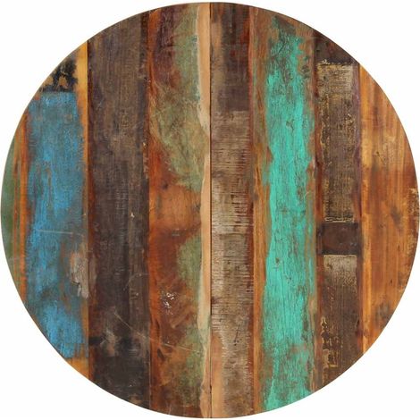 Plateau de table rond 80 cm en bois de récupération massif, 15-16 mm, avec 2 supports - PANGIVO (1/5)