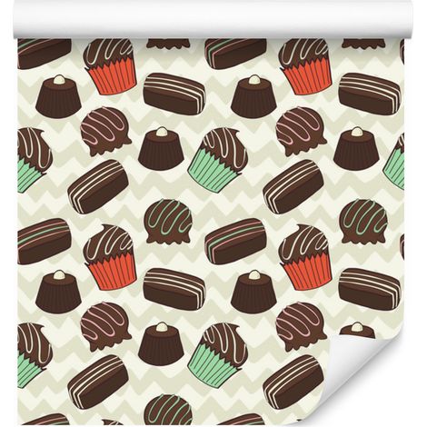 Carta da parati Cupcakes con motivo a zigzag per soggiorno e camera da letto 50x1000 cm (1/5)