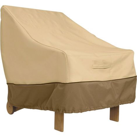 Housse de Protection Jardin pour Fauteuil Tissu Oxford 210D Étanche 80x85 x 91,5 cm, Bache Salon de Jardin Beige/brun Clair (1/5)