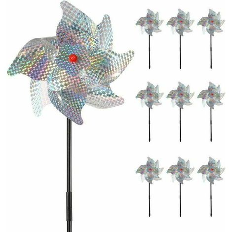 Tonchean – Reflective Windmill Bird Repellent – Pack of 10 – Weatherproof PVC Material – Effective even in light winds (1/4)