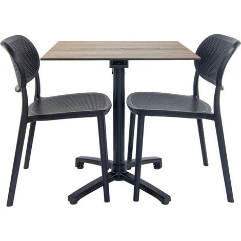 Table pliable bois clair + 2 chaises pour terrasse (1/4)