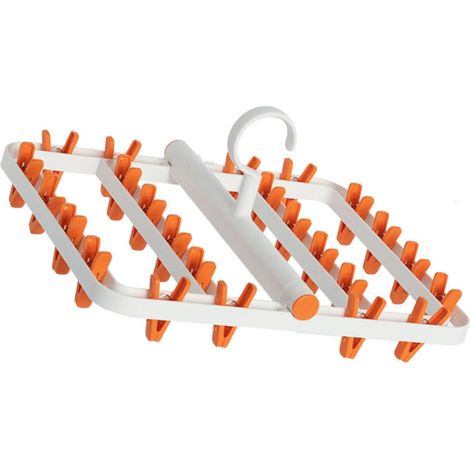 Foldable Plastic Clothes Drying Rack with Clips for Underwear and Socks, Space-Saving Folded Clothes Hanger 12.2x7.48x2.36in (1/5)