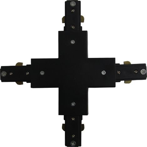 Connecteur LED en X pour Rail Monophasé NOIR - SILAMP (1/2)