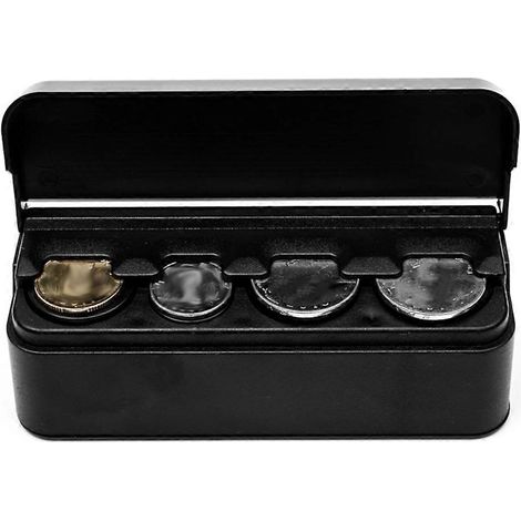 Distributeur de monnaie en plastique, boîte de rangement, noir, pour la maison ou le bureau (1 pièce) (1/5)