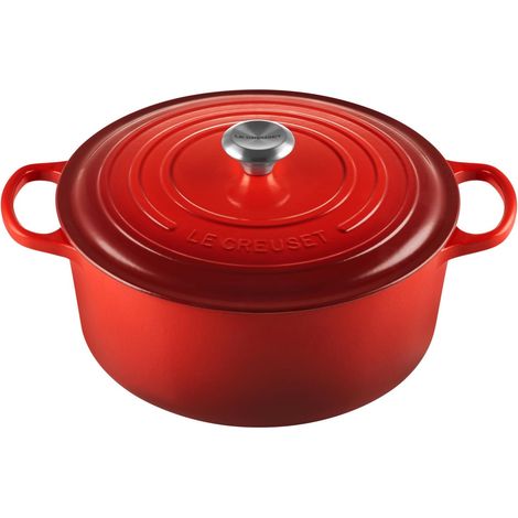 Le Creuset Cocotte rund de Gusseisen, 30 cm, 8, 1 L, Alle Las-Quellen de Heat einschließlich Induktion, Kirsche, 21177300602430