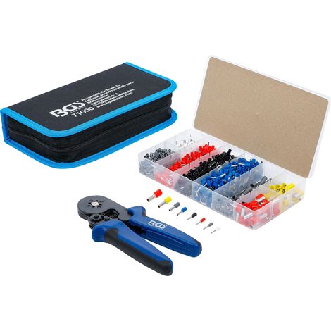 Alicates  de crimpado  BGS  para  punteras  de  cable  0,25  -  10  mm²  con  surtido  de  punteras  de  cable  0,5  -  10  mm²  -  71000