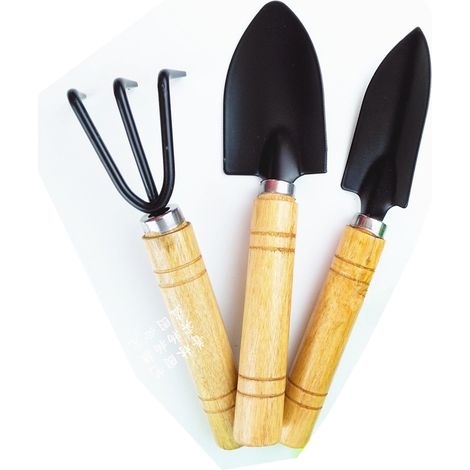 Kit Outils Jardinage - 3 Pièces Pelle Râteau Binette - Pour Aménagement Extérieur Et Entretien De Plantes - Lot De 3 (1/5)